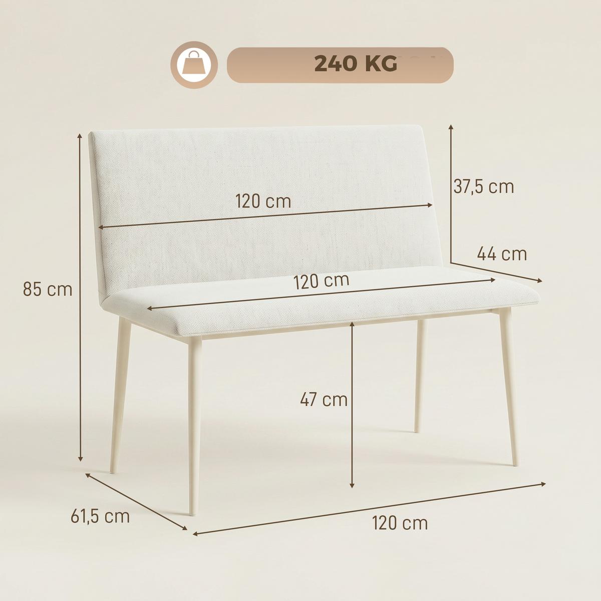 ESSZIMMERSTUHL Stoff in Leinenoptik Beige - Beige, Textil/Metall (61.5/85/120cm) - HOMCOM