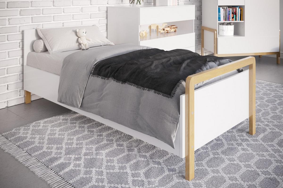 KINDERBETT VICTOR mit Schublade und Matratze Weiß 84/91/190 - Weiß, Holzwerkstoff (80/180cm) - RAUMHIRSCH FURNITURE