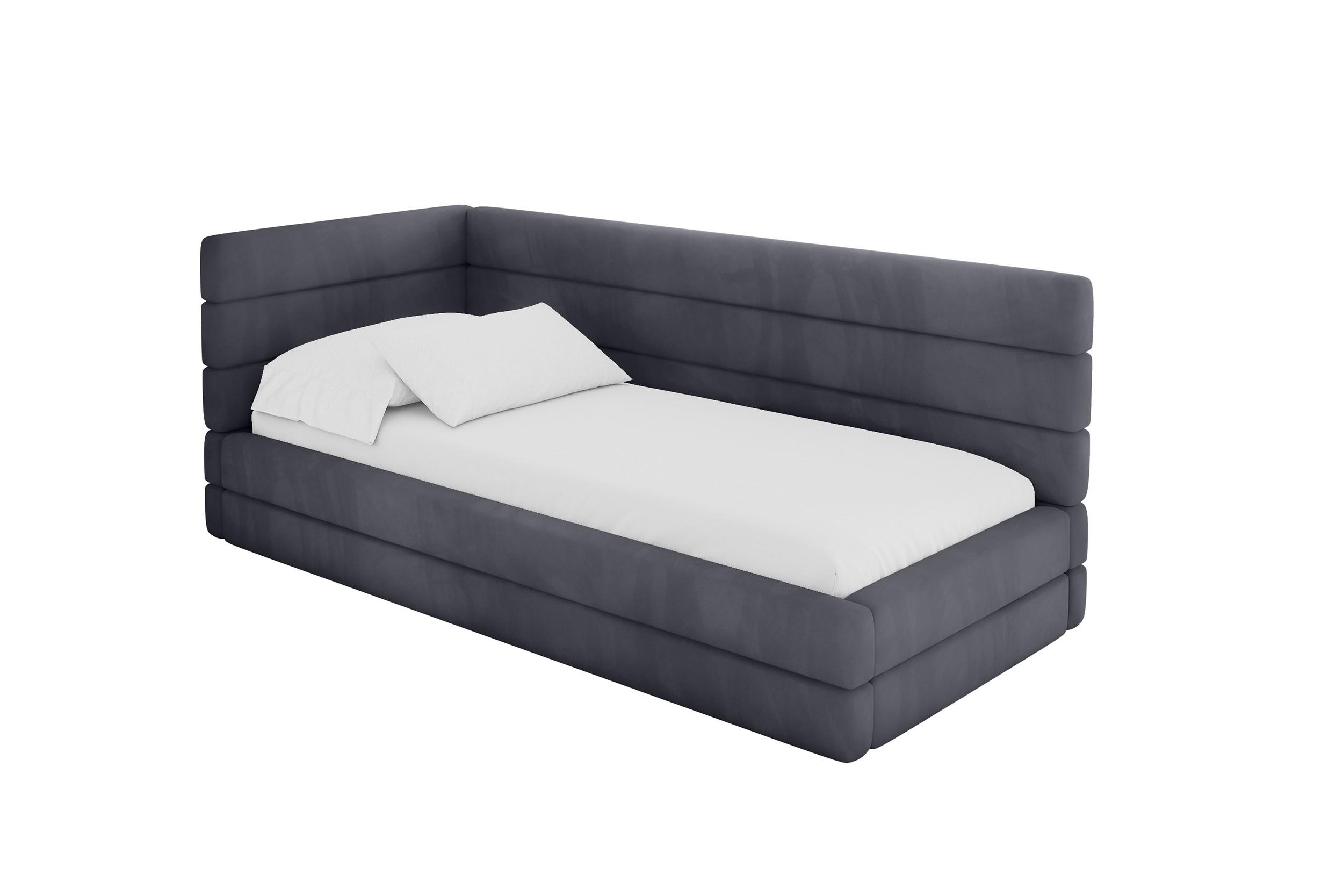 EINZELLBETT Jugendbett mit Bettkasten und Matratze H3/H4, Rechts - BEMY 100x200 Dunkelgrau - Titanfarben, Holzwerkstoff/Textil (100/200cm) - ALTDECOR