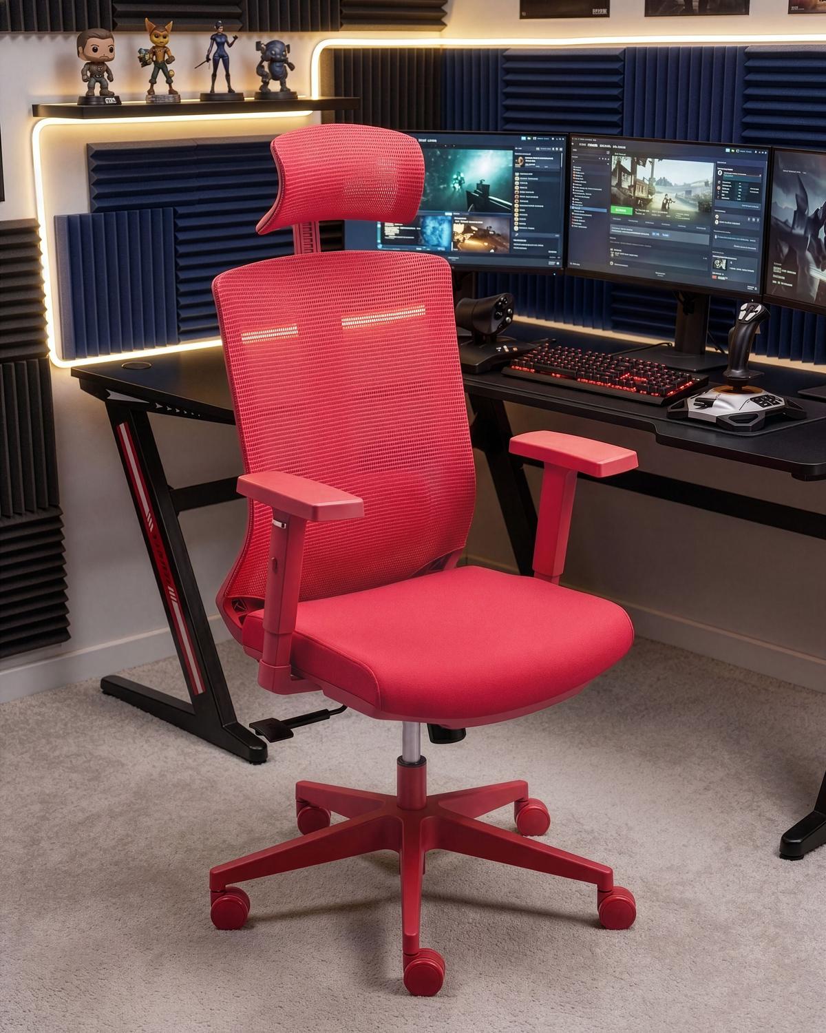 BÜROSTUHL Stoff Rot Enso - Rot, Textil (66/123/66cm) - Beliani