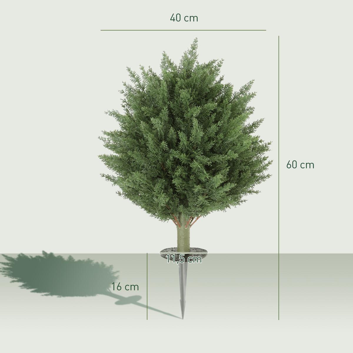 KÜNSTLICHE PFLANZEN UV-Schutz Zypresse 40 cm 2 er Set - Grün, Kunststoff (60cm) - HOMCOM