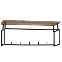 WANDGARDEROBE Mango Massivholz Metall Modern 71x29x20 cm mit Ablage und Kleiderstange - Braun, Holz (71/29/20cm) - KADIMA DESIGN