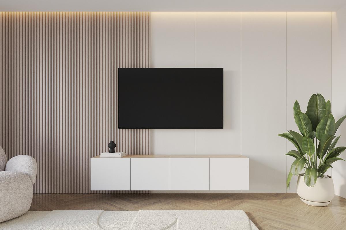 LOWBOARD ELIO-W 2x100x40x40 cm - Artisan / Weiß - Eiche Artisan, Holzwerkstoff (200/40/40cm) - ALTDECOR