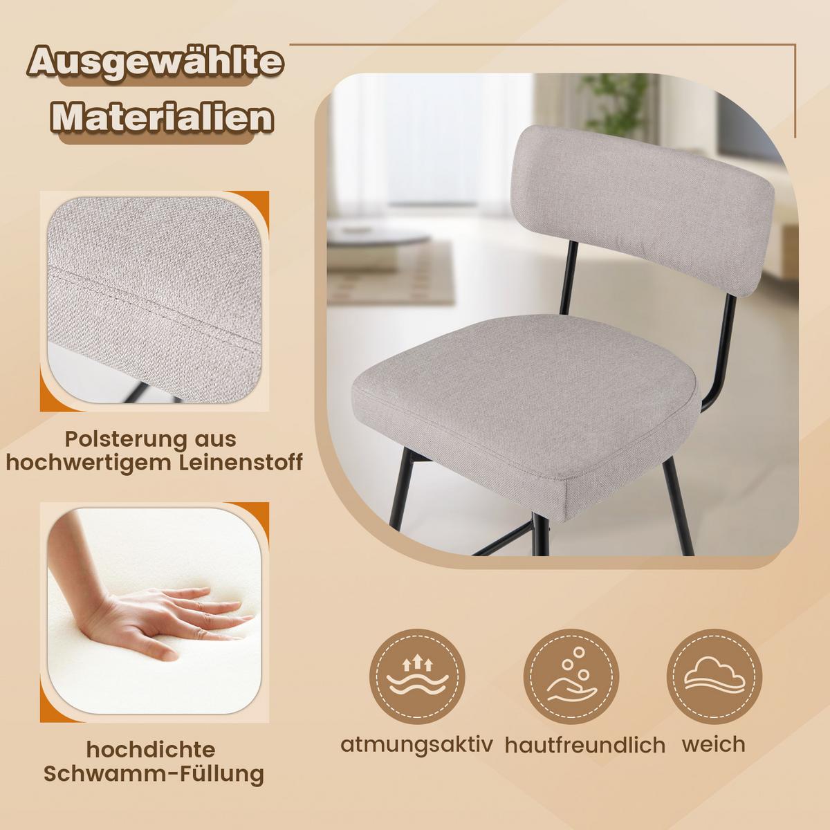 BARHOCKER Beige(2er-Set) - Beige, Metall (51/90.5/47cm) - COSTWAY