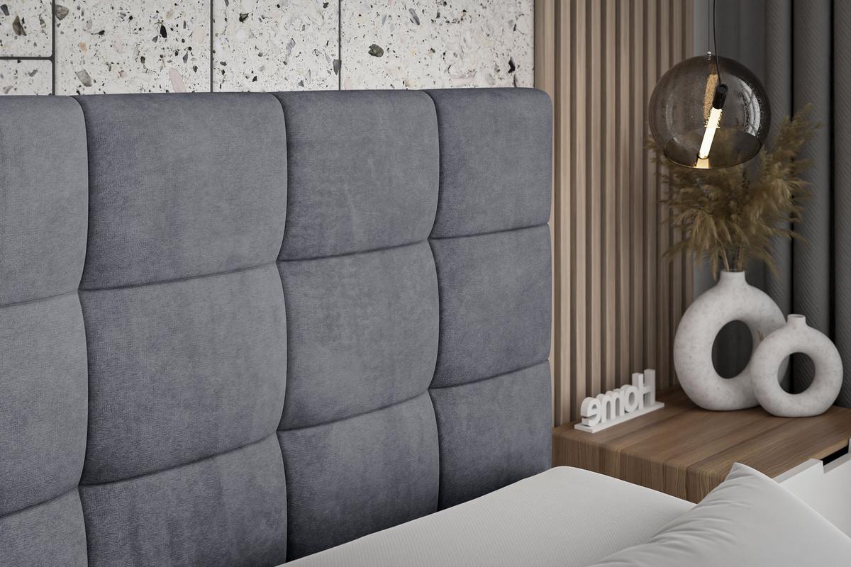 BOXBETT mit H3-Matratze und Lattenrost - BRUGO - 140x200 Dunkelgrau - Dunkelgrau, Holzwerkstoff (140/200cm) - ALTDECOR
