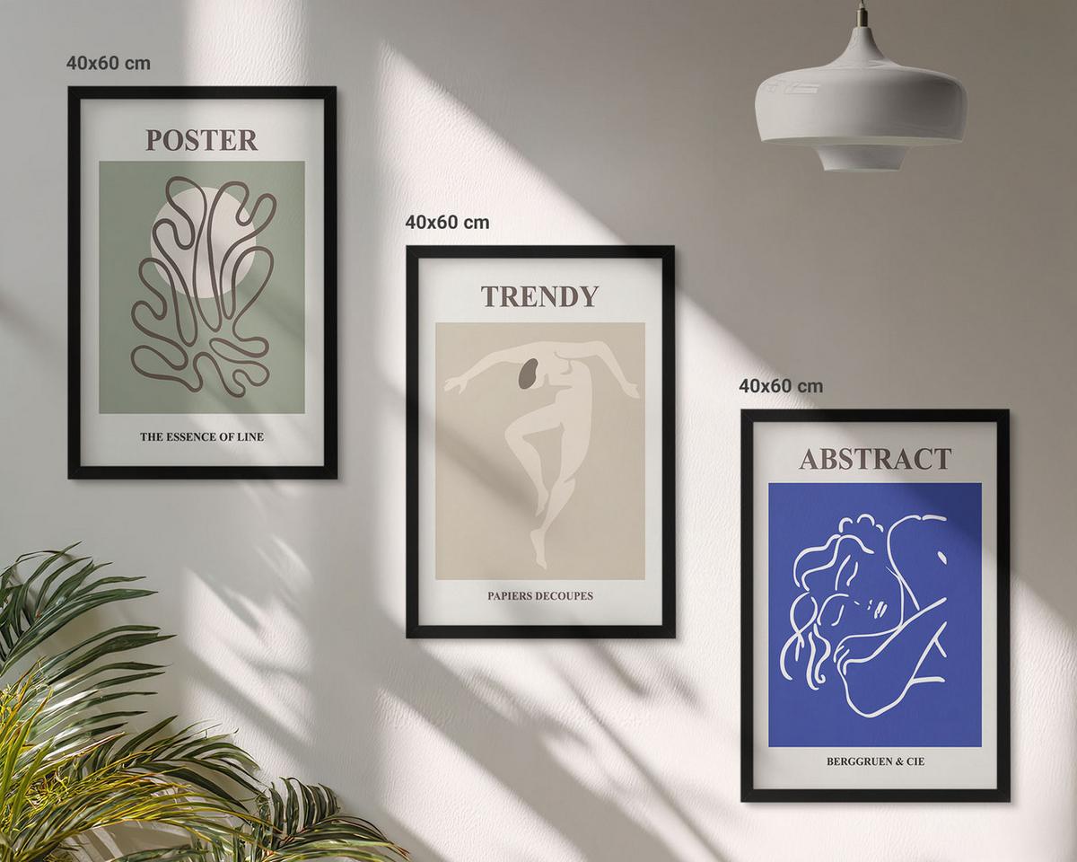 BILDER SET 3er Set - 40x60 cm Schwarzer Rahmen - Henri Matisse Pastellgrafiken - Schwarz, Kunststoff (40/60cm) - TULUP