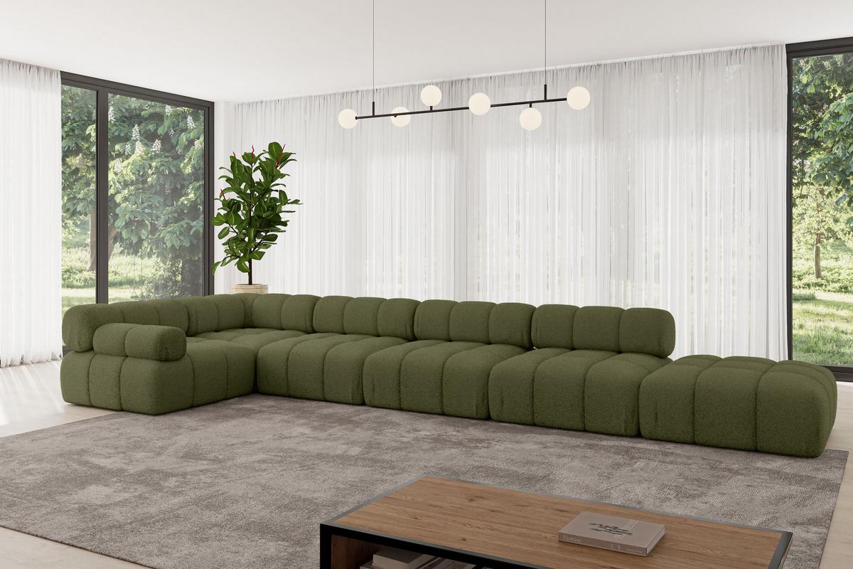 ECKSOFA modulares Sofa Felto-L3 - 475x190x70 cm Grün Bouclé - Grün, Holzwerkstoff/Textil (475/190cm) - ALTDECOR
