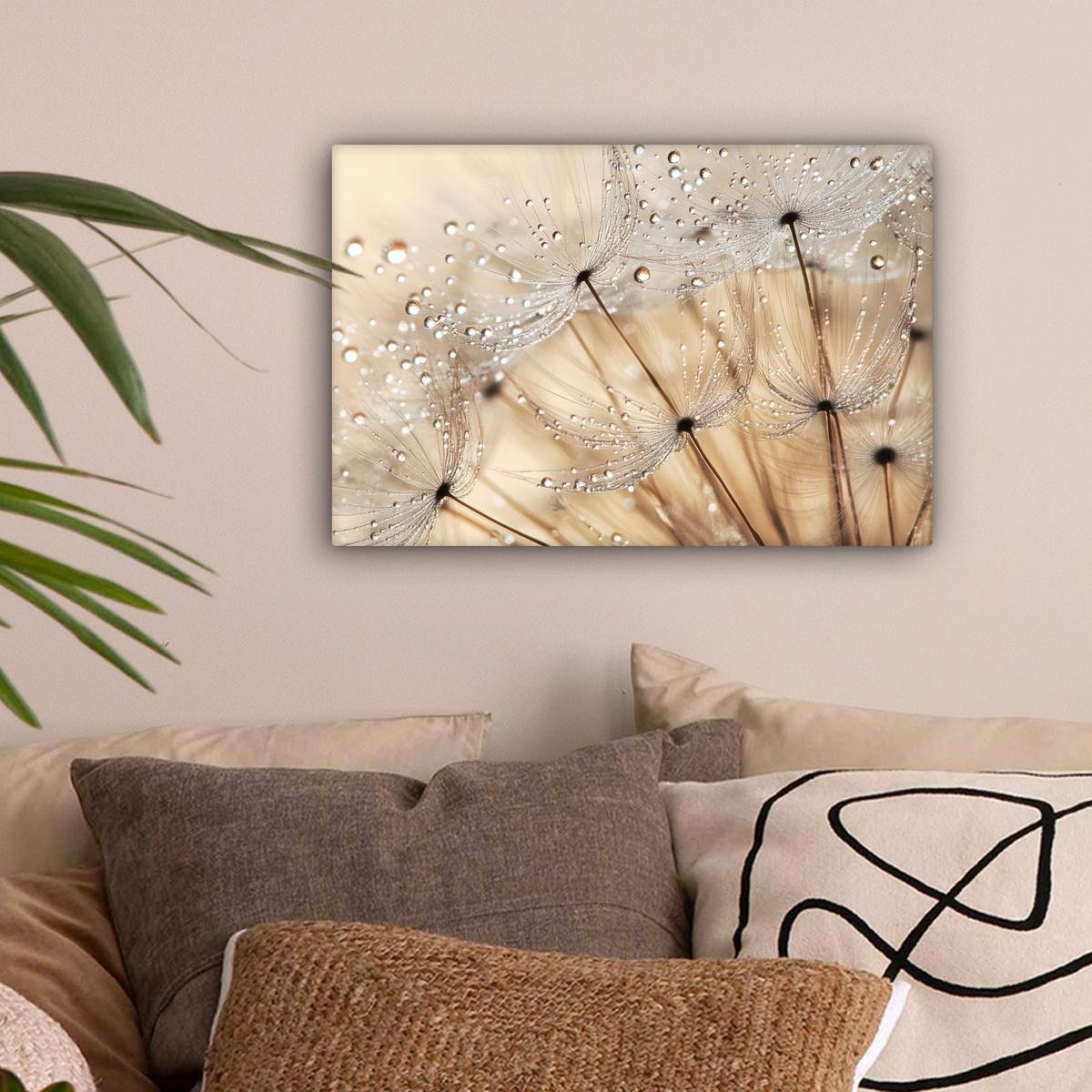 LEINWANDBILD Löwenzahn - Abstrakt - Natur - Beige Deko Schlafzimmer 30x20 cm - Braun, Textil (30/20cm) - MuchoWow