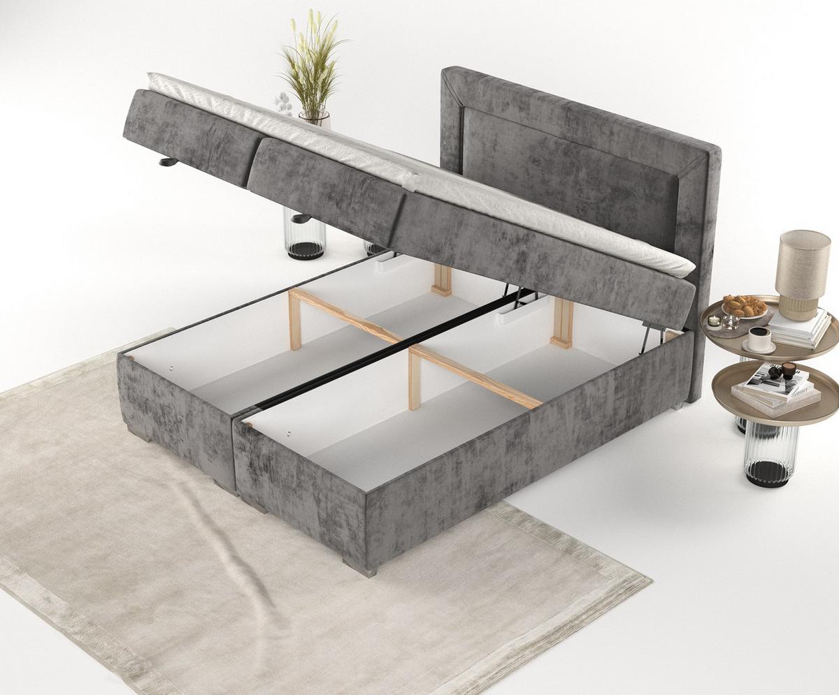 BOXBETT Lontano 120/200 cm Stahl im Lotta Stoff - Chromfarben/Graphitfarben, Holz/Holzwerkstoff (120/200cm) - AltaBeds