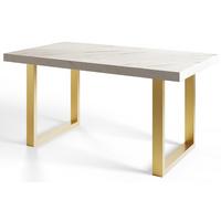 INDUSTRIELLER Esszimmertisch LOFT-U, Größe: 200X100X77 cm, Wohnzimmertisch Farbe: MARMUR, mit Metallbeinen in Farbe Gold - Goldfarben/Hellgrau, Holzwerkstoff (200/100/77cm) - Alpi-Möbel