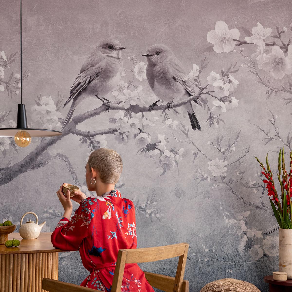 FOTOTAPETE 416x254 cm - Subtile Natur - Grau, Textil (416/254cm) - Wallfluent