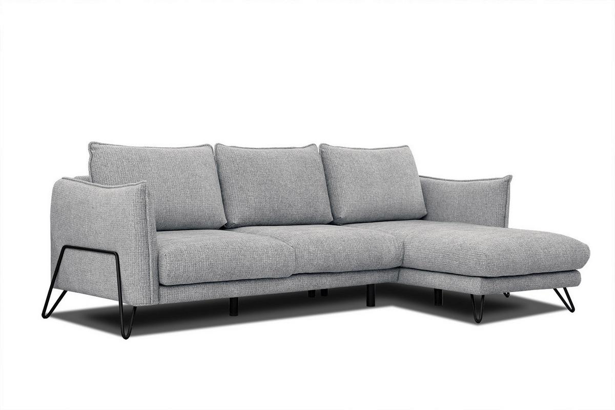 ECKSOFA HOSTEN 4-Sitzer, grau - Schwarz/Grau, Holzwerkstoff/Textil (269/158cm) - Wozimo