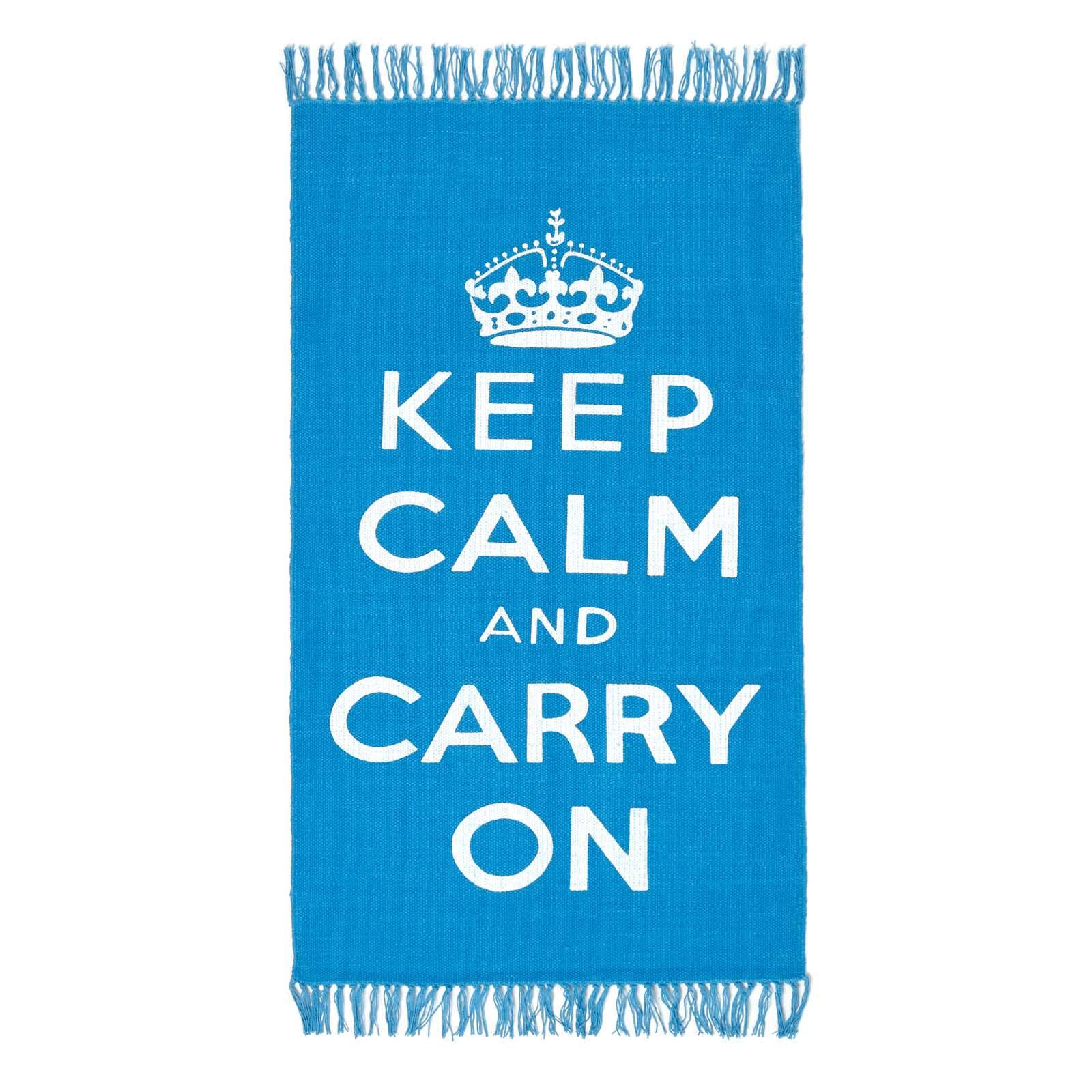 BAUMWOLLTEPPICH Keep Calm and Carry On 60/100 cm - Blau, Textil (60/100cm) - Homescapes