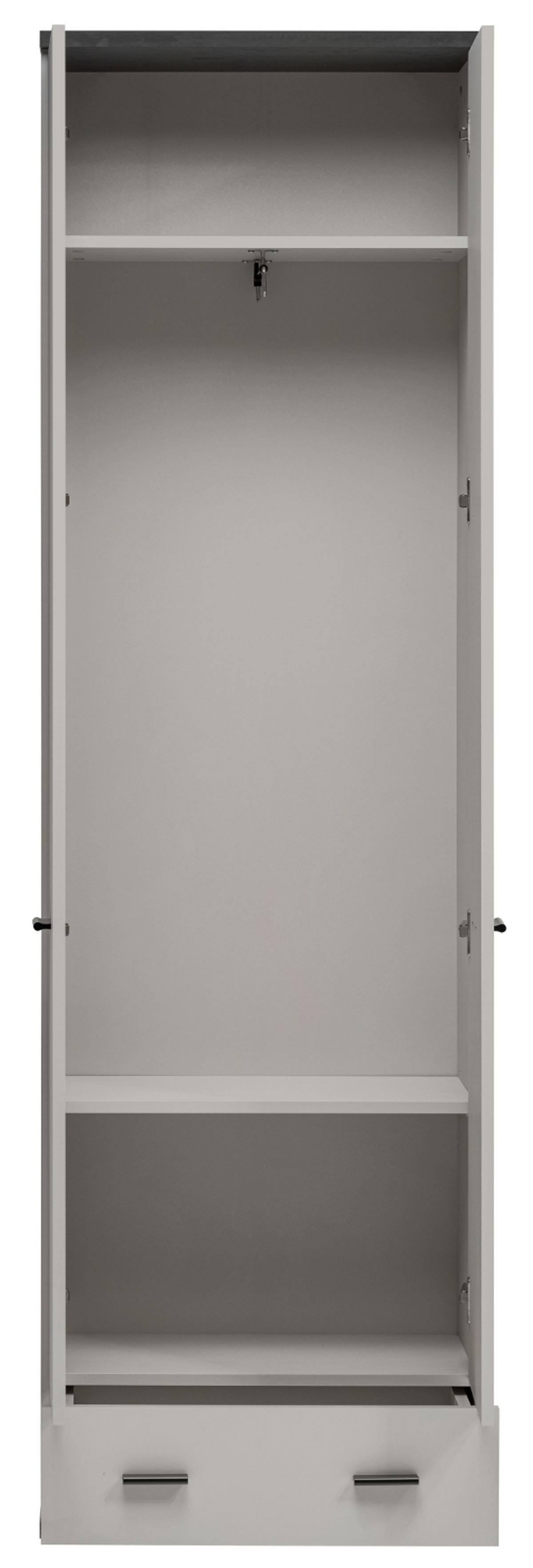 GARDEROBEN-SET Kaschmir, schwarz 6-teilig 210 cm, Flurgarderobe mit viel Stauraum - Kaschmir/Schwarz, Glas/Holzwerkstoff (210/203/32cm) - Inn.Furn