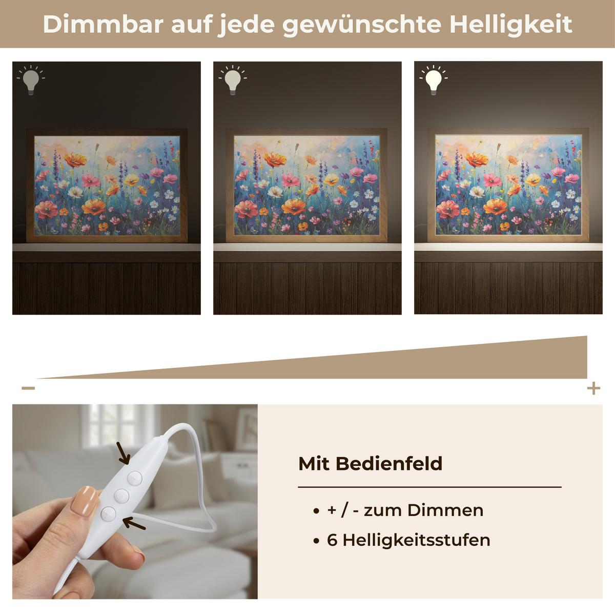 TISCHLEUCHTE Blumen - Natur - Aquarell - Kunst 30x20 cm - Altrosa, Holzwerkstoff (8/30/20cm) - OnlyWow