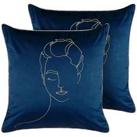 DEKOKISSEN 2er-Set Dunkelblau 45/45 cm Crocus - Dunkelblau, Textil (45/45cm) - Beliani