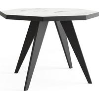 ESSTISCH Diamond Black achteckiger ausziehbarer, Marmor Weiß 100-150/100/76 cm - Ecru/Schwarz, Holz/Holzwerkstoff (100/150/77cm) - WFL GROUP