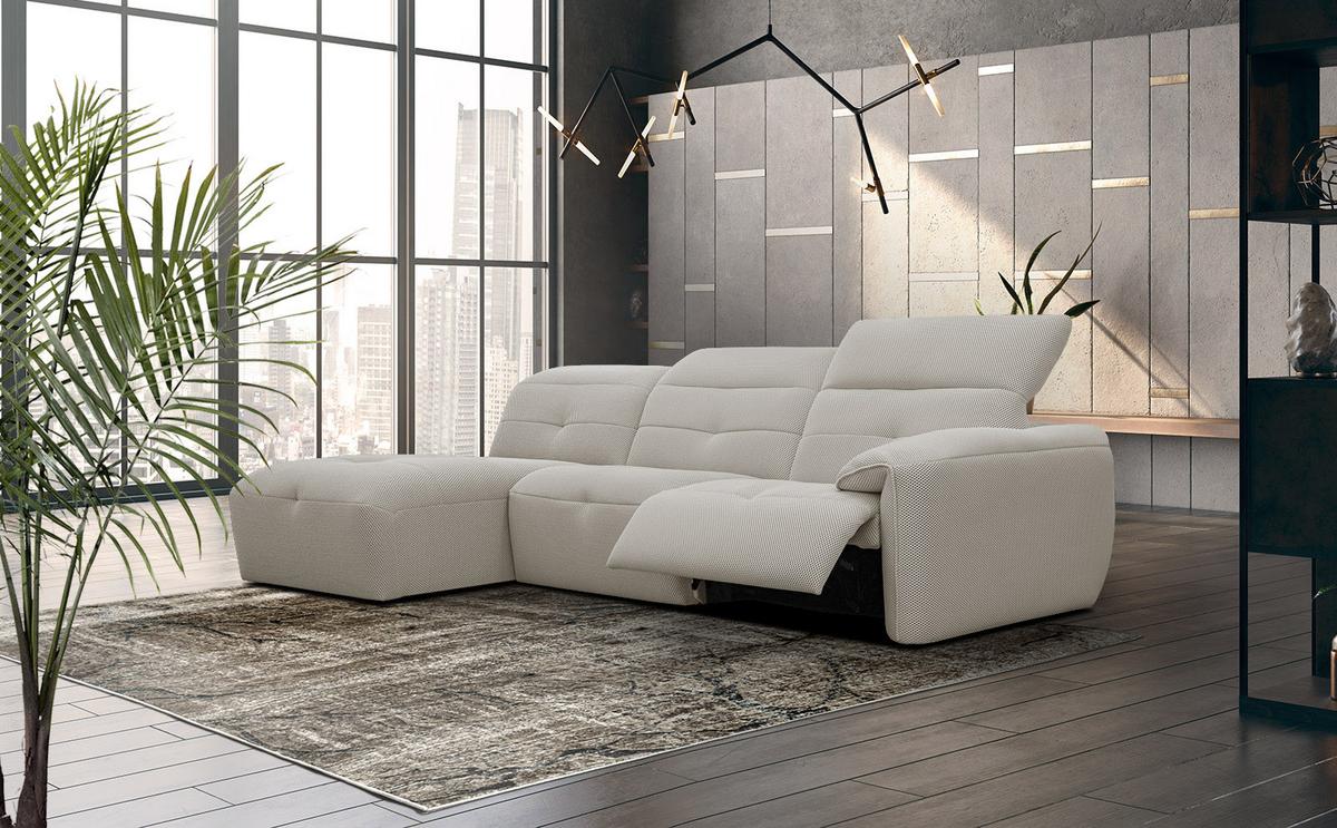 ECKSOFA TRENTO 4-Sitzer mit 1 Relaxfunktion, beige - Beige/Schwarz, Holzwerkstoff/Kunststoff (165/262cm) - Wozimo