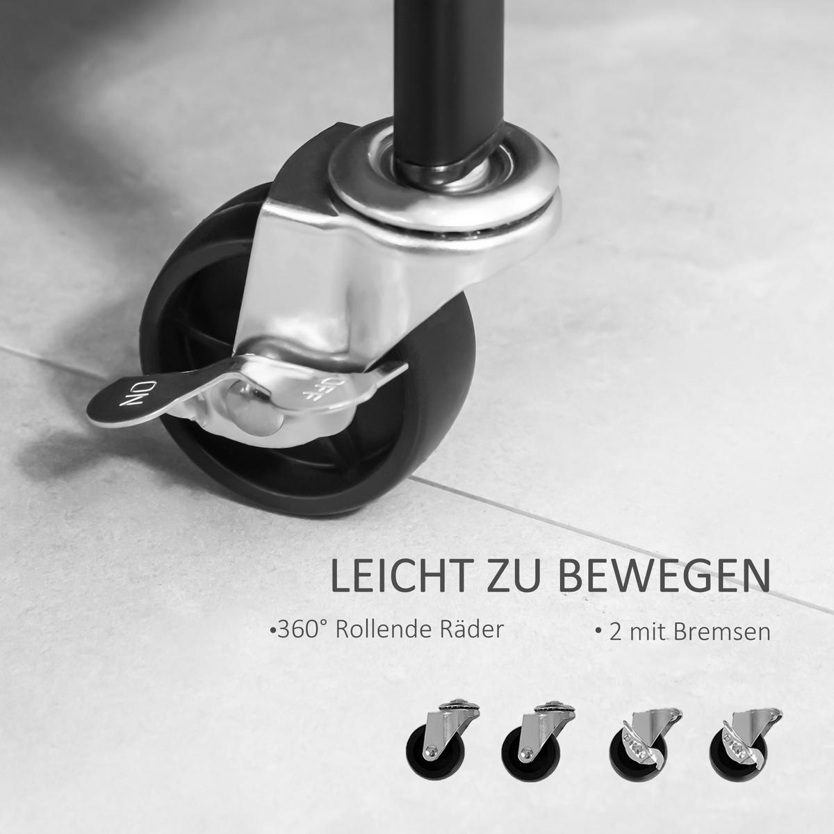 KLEIDERSTÄNDER auf Rollen, Garderobenständer mit Kleiderstange, Schwarz - Schwarz, Metall (31.5/152.5/56.5cm) - HOMCOM