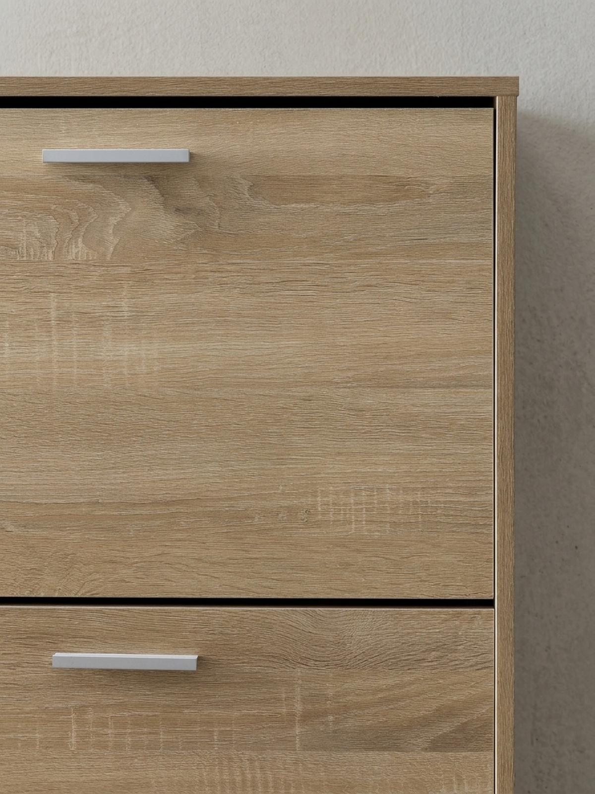 SCHUHSCHRANK Holz mit 4 Klappen und großer Ablage, Beige 120x24x81 cm - Beige, Holz/Metall (120/81/24cm) - KADIMA DESIGN