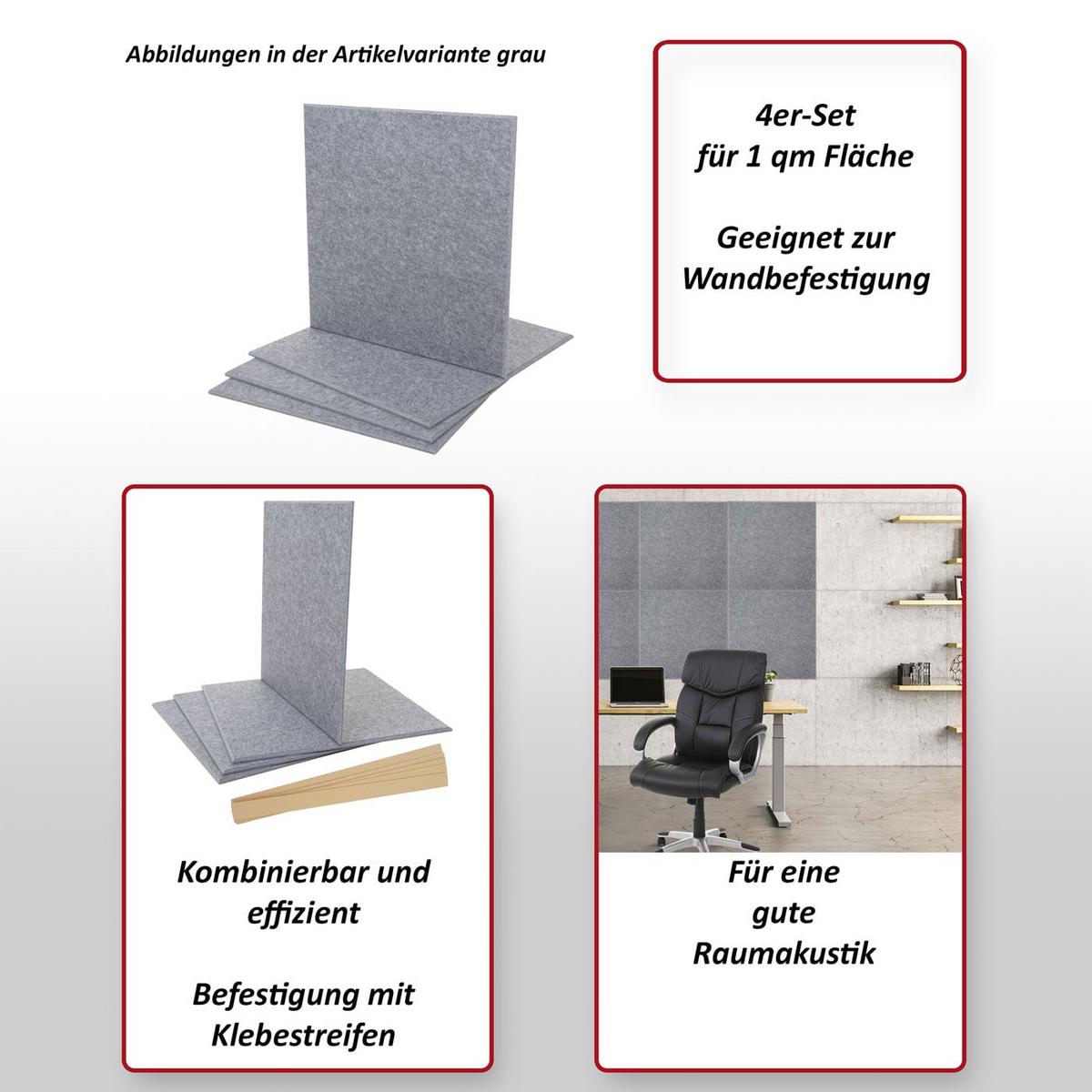 AKUSTIKWANDPANEEL Hellgrau Komplett-Set - Hellgrau, Textil (50/50/1cm) - MCW