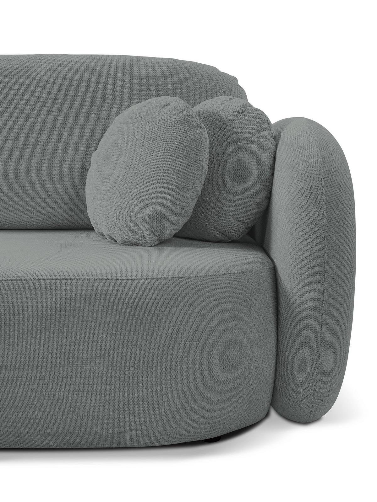 ECKSOFA AMICO L-S Grau Geflochtener Stoff mit Schlaffunktion - Grau, Holz (248/174cm) - MASSENO