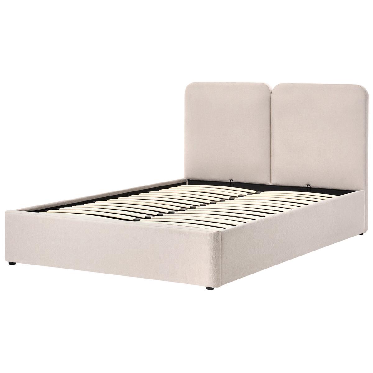 BETT mit Stauraum 160/200 cm Stoff Beige Arbois - Beige, Textil (160/200cm) - Beliani