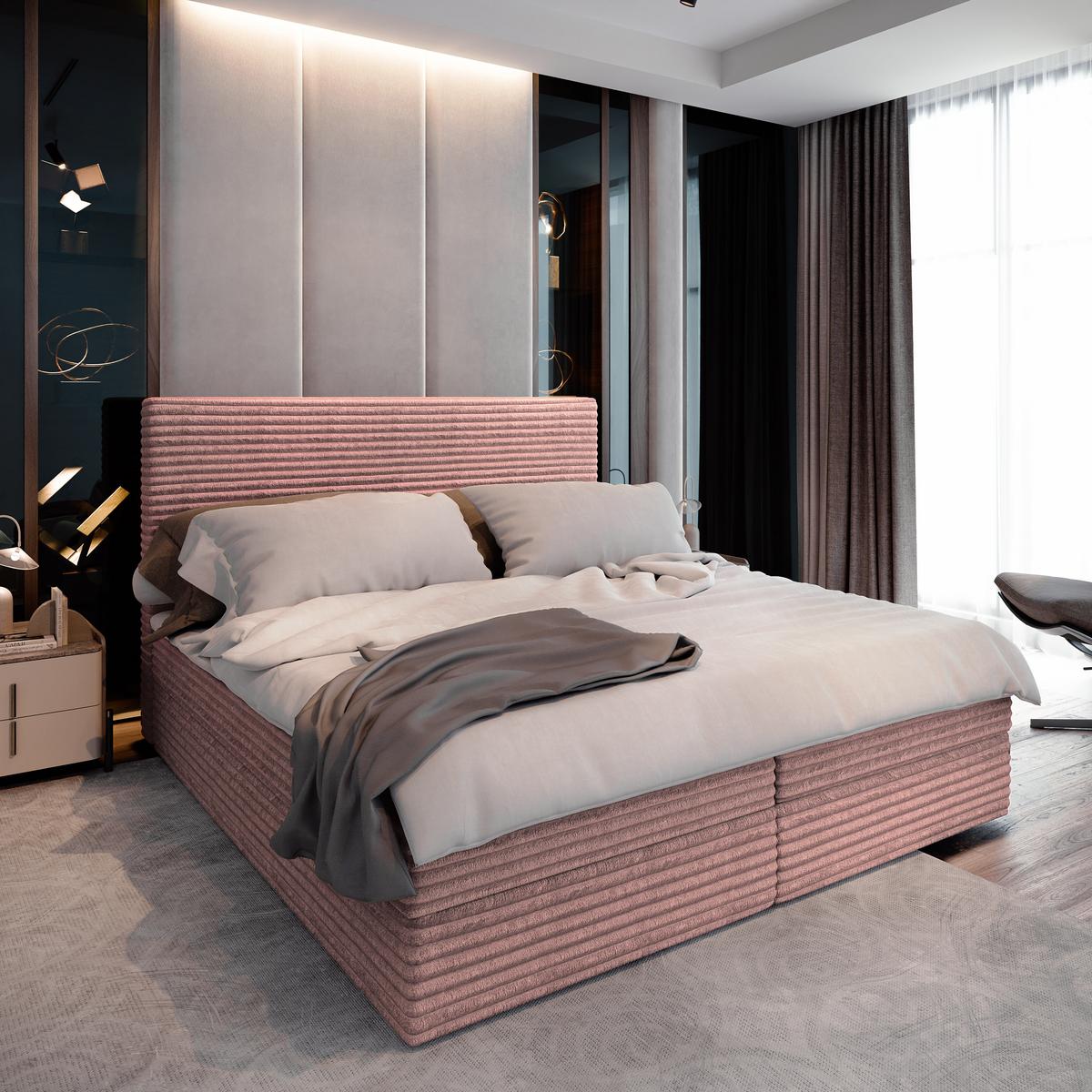 BOXBETT PISA 140x200 cm mit Matratze und Topper - Rosa - Rosa, Holz (140/200cm) - MASSENO
