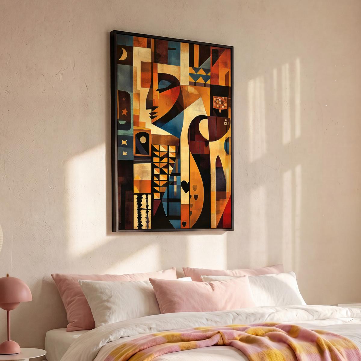 LEINWAND Bilder mit Rahmen - Figuren - Abstrakt - Symbole - 90x140 - Terracotta, Textil (90/140cm) - MuchoWow