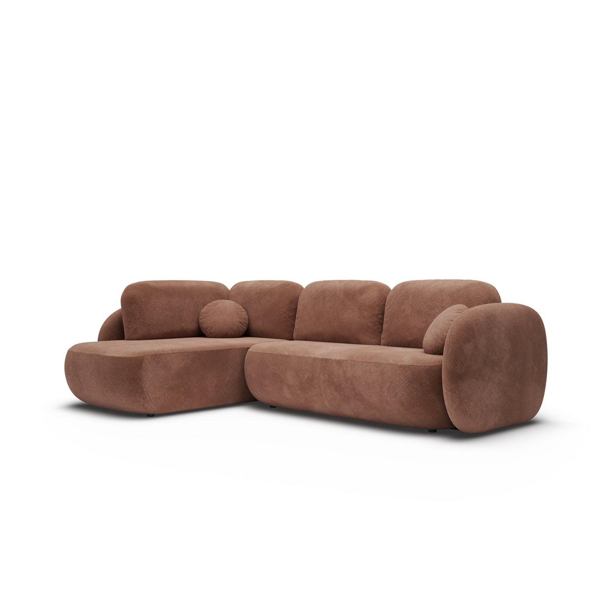 ECKSOFA AMICO II L-S Orange Geflochtener Stoff mit Schlaffunktion - Orange, Holz (289/190cm) - MASSENO