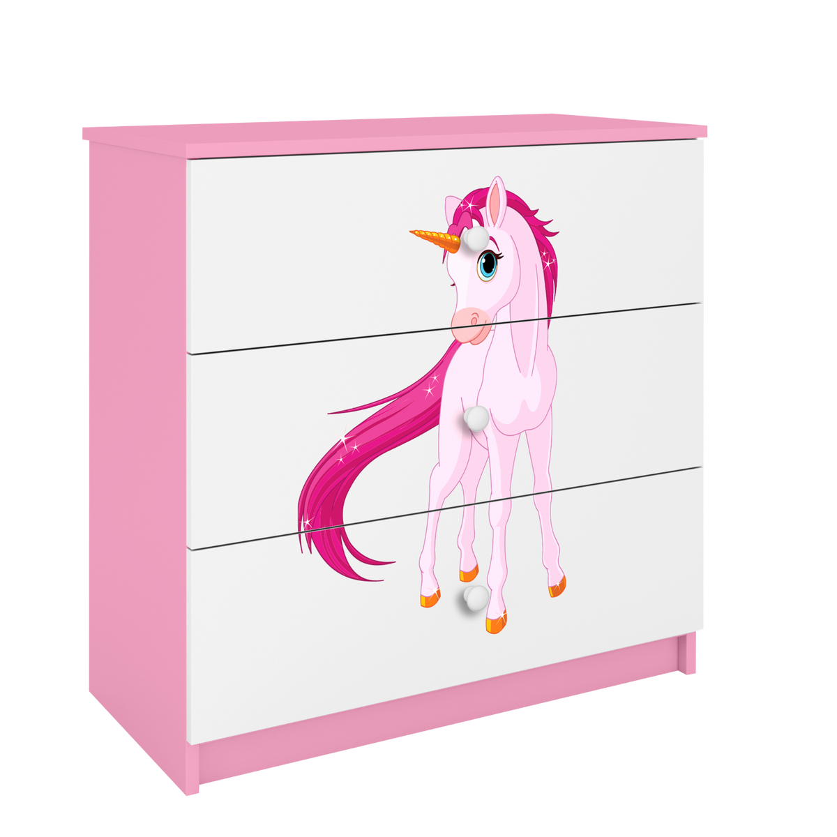 KOMMODE Babydreams Einhorn 81/81/41 - Rosa, Holzwerkstoff (81/81/41cm) - RAUMHIRSCH FURNITURE
