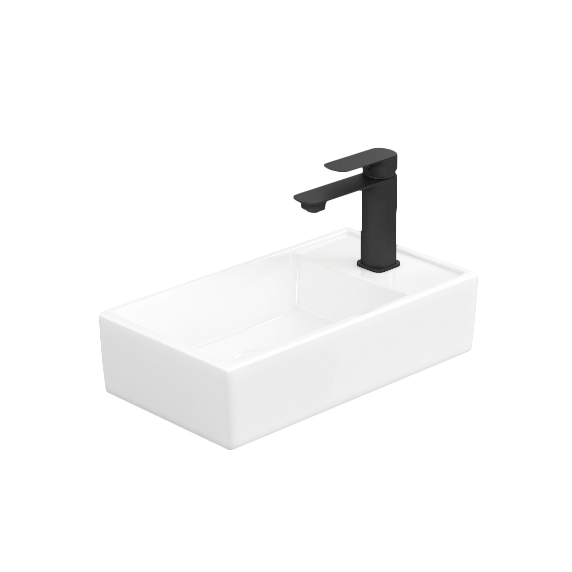 WASCHBECKEN Keramik Aufsatzbecken 41,6/22,3 cm - Weiß, Keramik (41/10/22cm) - EMKE