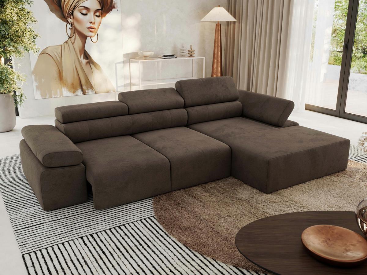 ECKSOFA RILASSO L Braun Velvet - rechts - Schwarz/Braun, Kunststoff/Textil (174/296cm) - MKS