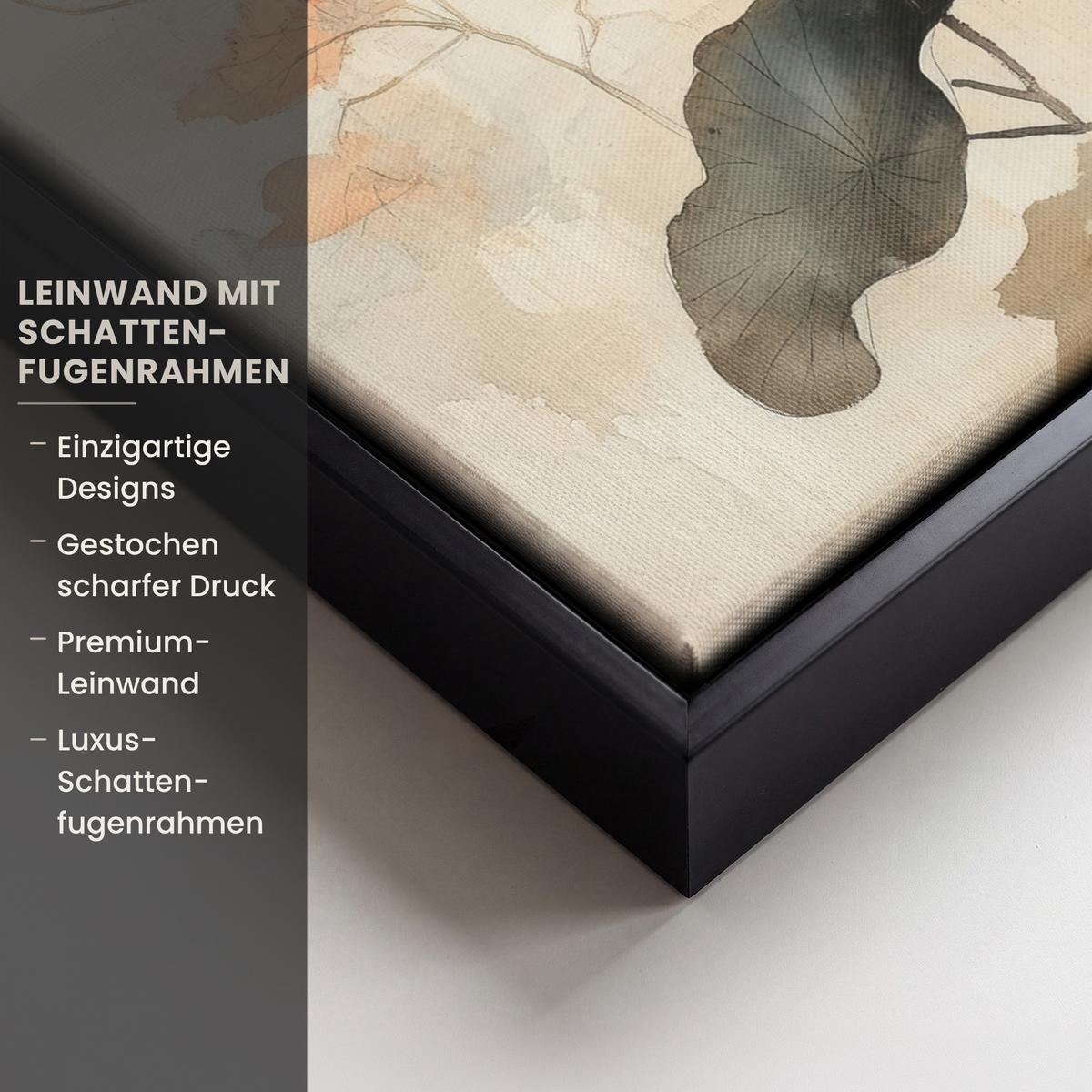 LEINWAND Bilder mit Rahmen - Blumen - Japandi - Wabi sabi - 30x40 - Sandfarben, Textil (30/40cm) - MuchoWow