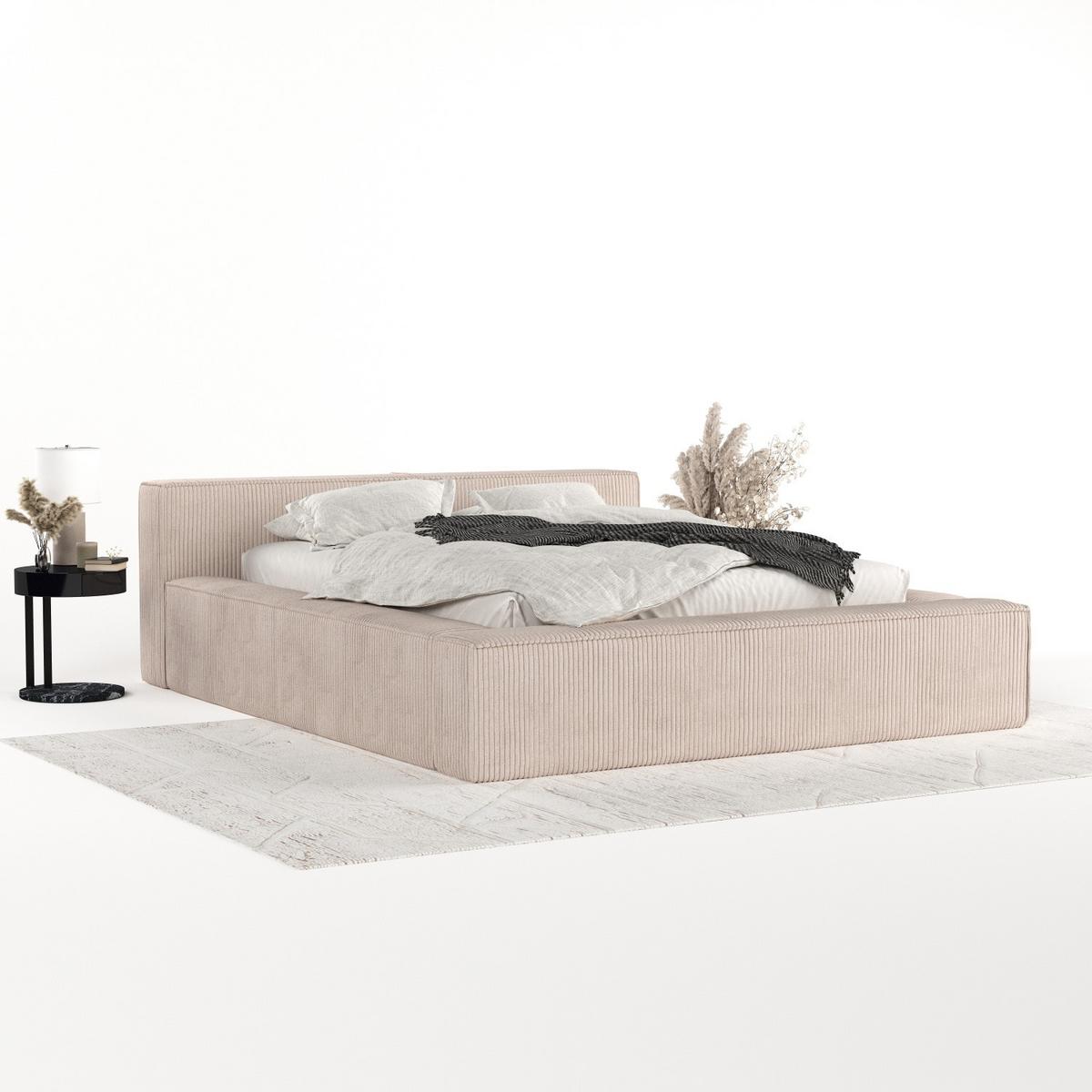 POLSTERBETT Casto mit Stauraum 180/200 cm Hellbeige im Poso Stoff - Beige/Schwarz, Holz/Holzwerkstoff (180/200cm) - AltaBeds
