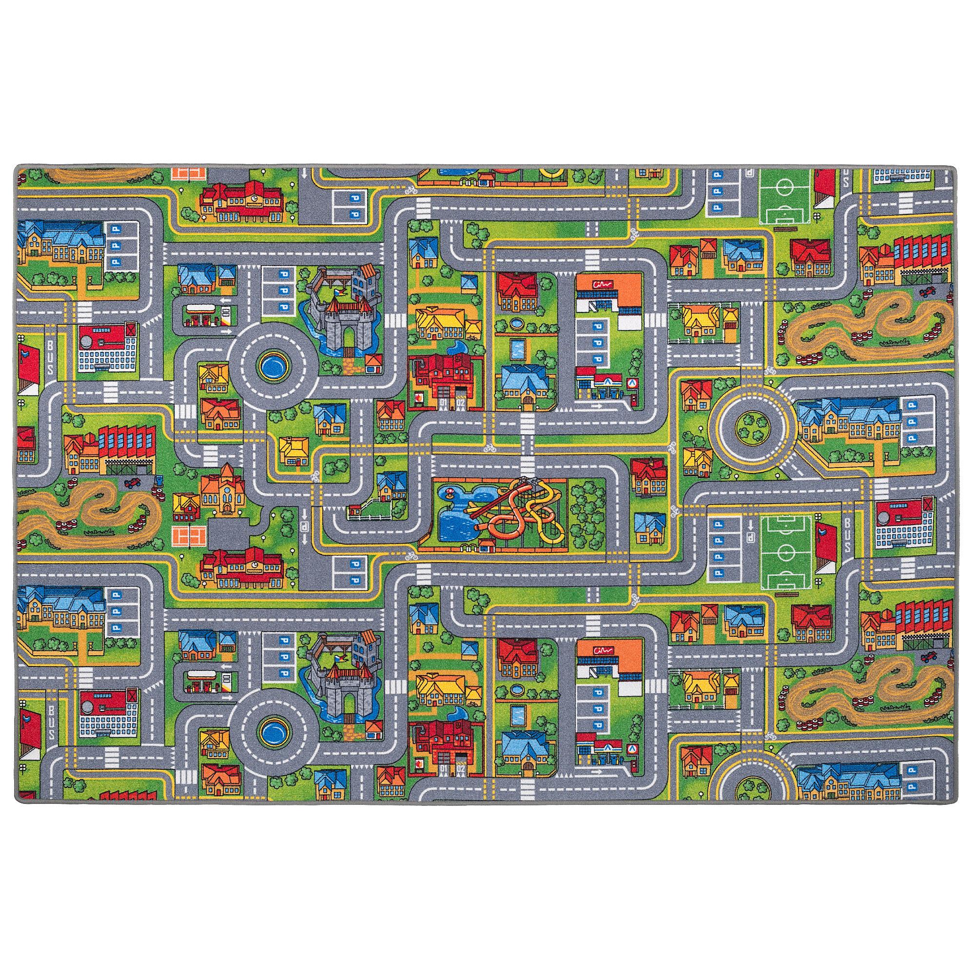 KINDER SPIEL STRASSENTEPPICH - Grau/Grün, Textil (160/200cm) - Snapstyle