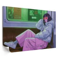 POSTER - 59x42 cm (A2) - Patryk Michalski - Mädchen in der U-Bahn - Violett, Textil (59.4/42/0.1cm) - TULUP