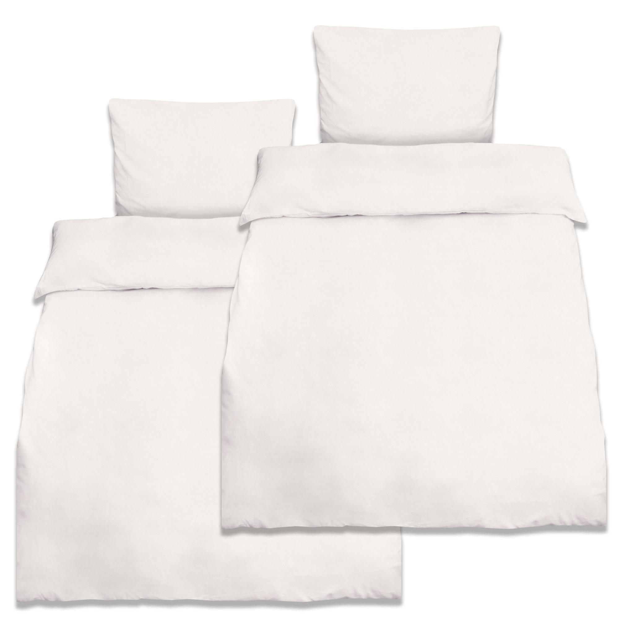 BETTWÄSCHE Julie 155/220 cm + Kissenbezug 80/80 cm Weiß 2er - Weiß, Naturmaterialien/Textil (155/220cm) - Beautissu 