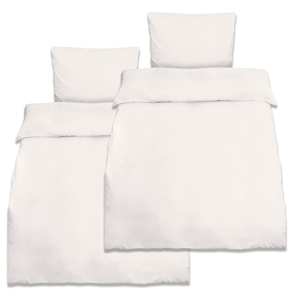 BETTWWÄSCHE Julie 135/200 cm + Kissenbezug 80/80 cm Weiß Renforcé 2er Set - Weiß, Textil (135/200cm)