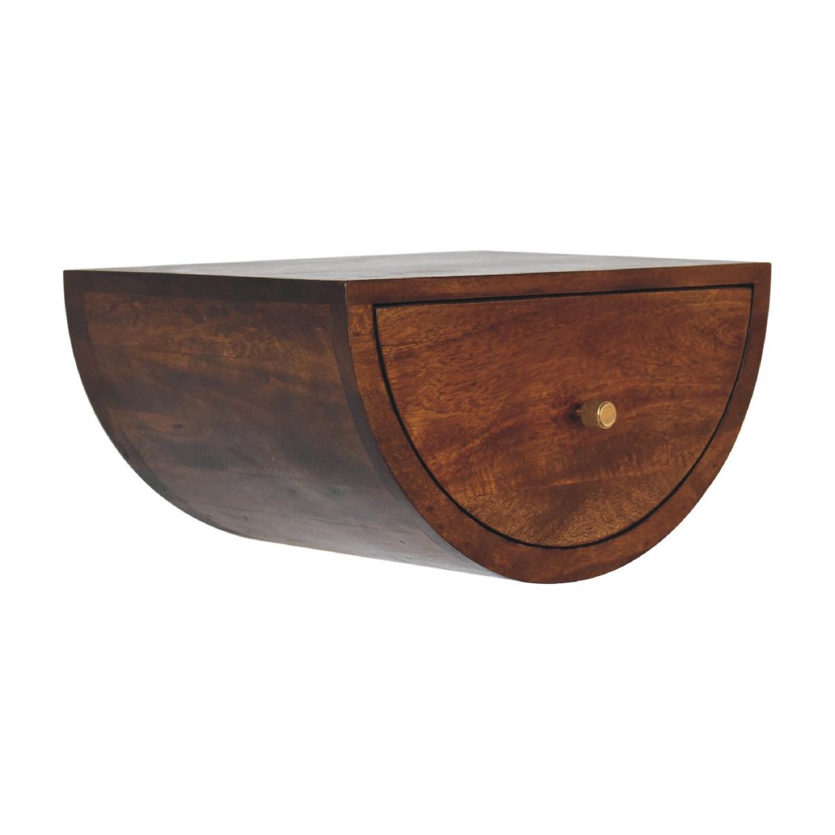 NACHTTISCH Levitate, Wandmontiert, 1 Schublade, Braun - Kastanienfarben/Messingfarben, Holz/Metall (45/23/32cm) - Artisan Furniture
