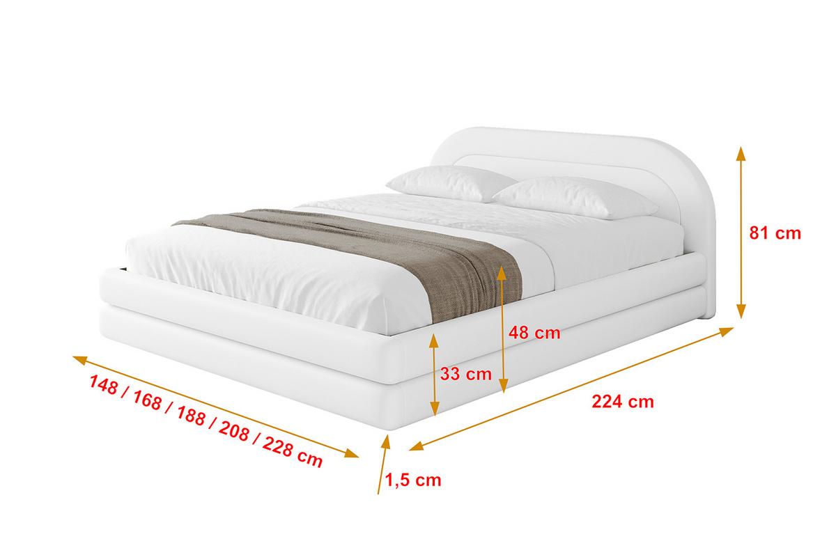 POLSTERBETT mit Bettkasten und Lattenrost, Bett mit Matratze H3/H4 - LERIS-v1 180x200 Weiß Kunstleder - Weiß Hochglanz, Holzwerkstoff/Textil (180/200cm) - ALTDECOR