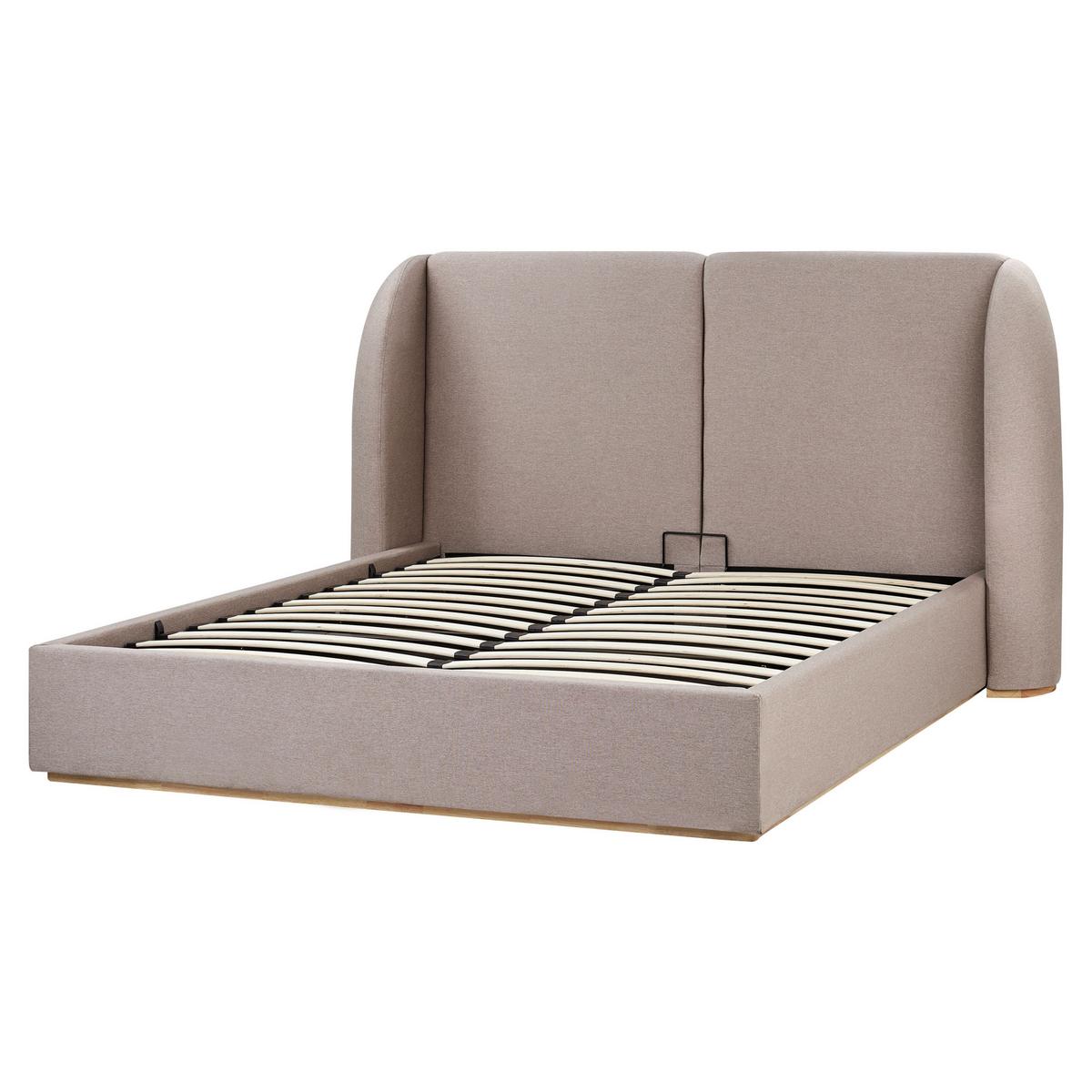 BETT mit Stauraum 160/200 cm Stoff Taupe Monestier - Taupe, Textil (160/200cm) - Beliani