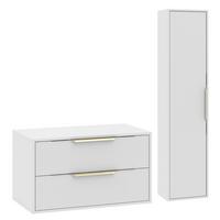 BADMÖBEL-SET Rimini 2 Teile Weiß Matt - 80 x 46 x 46 cm - Weiß, Holz (80/46/46cm) - Badplaats