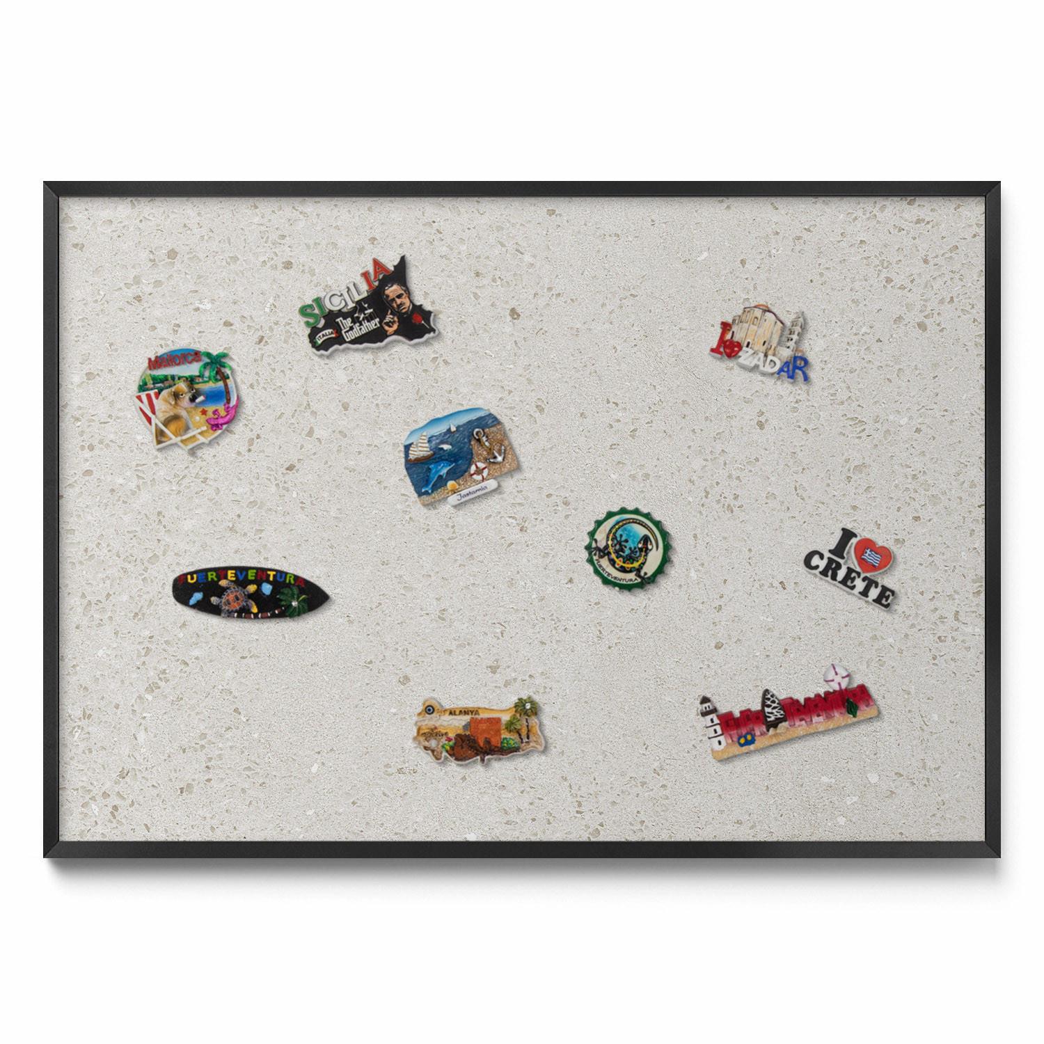 MAGNETTAFEL 100x70 cm Schwarzer Rahmen Helles Steinzeug - Hellgelb, Metall (100/70/0.4cm) - TULUP