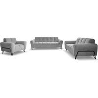 SITZGARNITUR Volare Sofas+Sessel, ohne Schlaffunktion, Grau - Schwarz/Grau, Textil/Metall (220/83/98cm) - Beautysofa