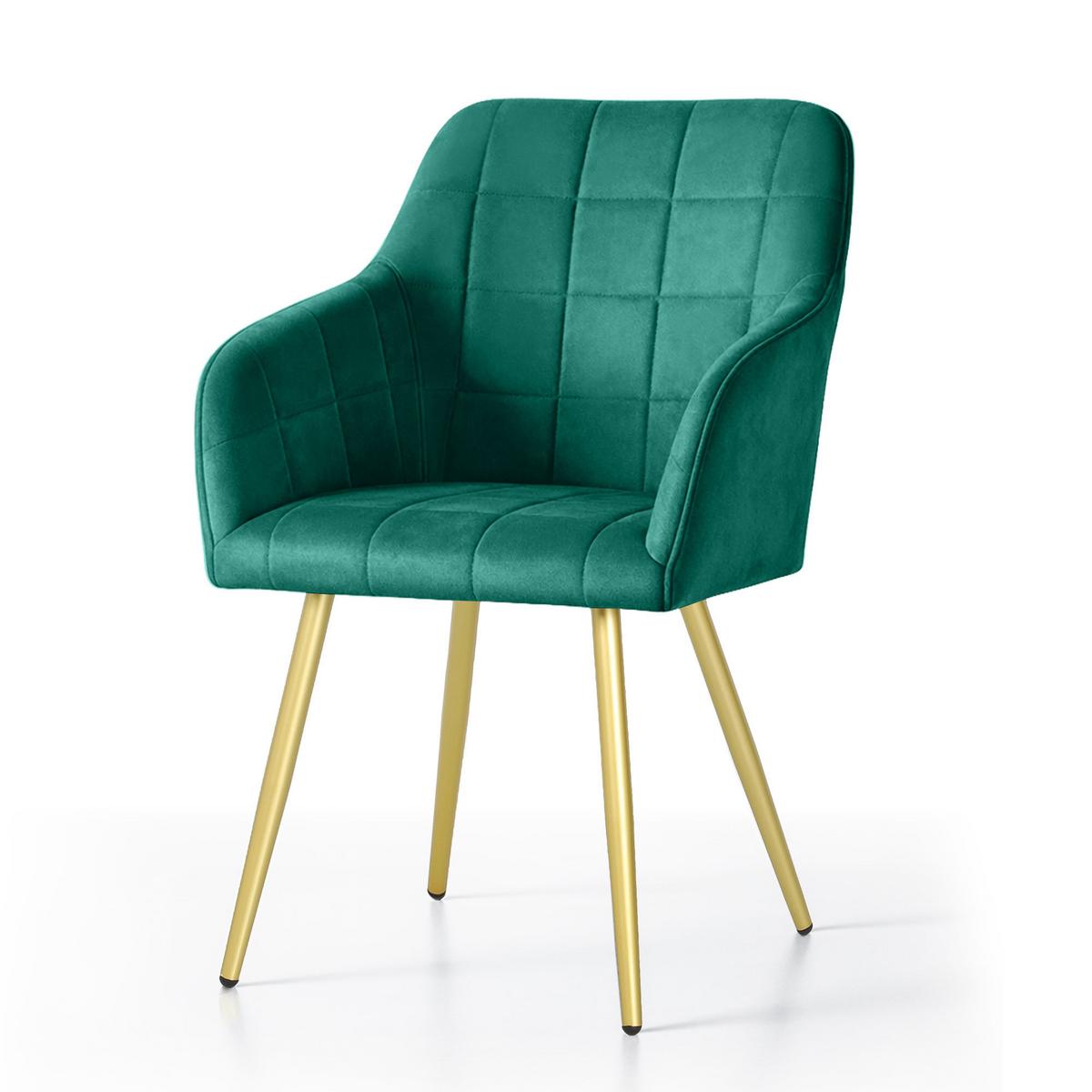 POLSTERSTUHL 2er Set, Metallbeine Grün, Gold 54/82/58 - Grün, Textil (54/82/51cm) - RAUMHIRSCH FURNITURE