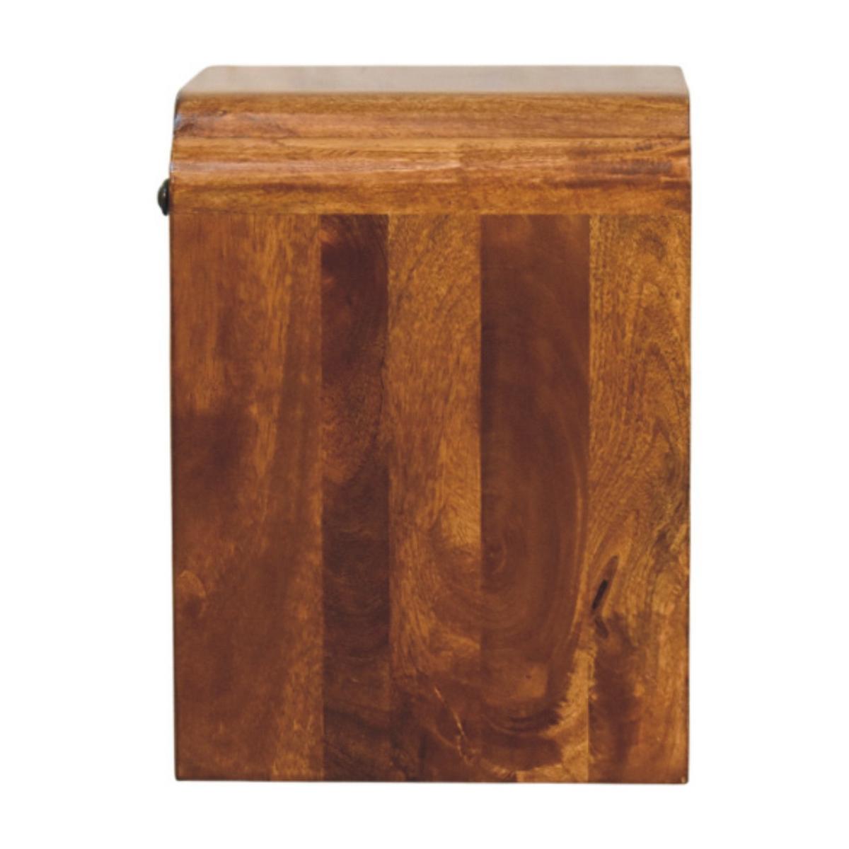 NACHTTISCH Massivholz Newton Mini Kastanienbraun, 1 Schublade und 1 Offenes Regal, Dunkelbraun - Dunkelbraun/Messingfarben, Mangoholz/Holz (30/40/30cm) - Artisan Furniture