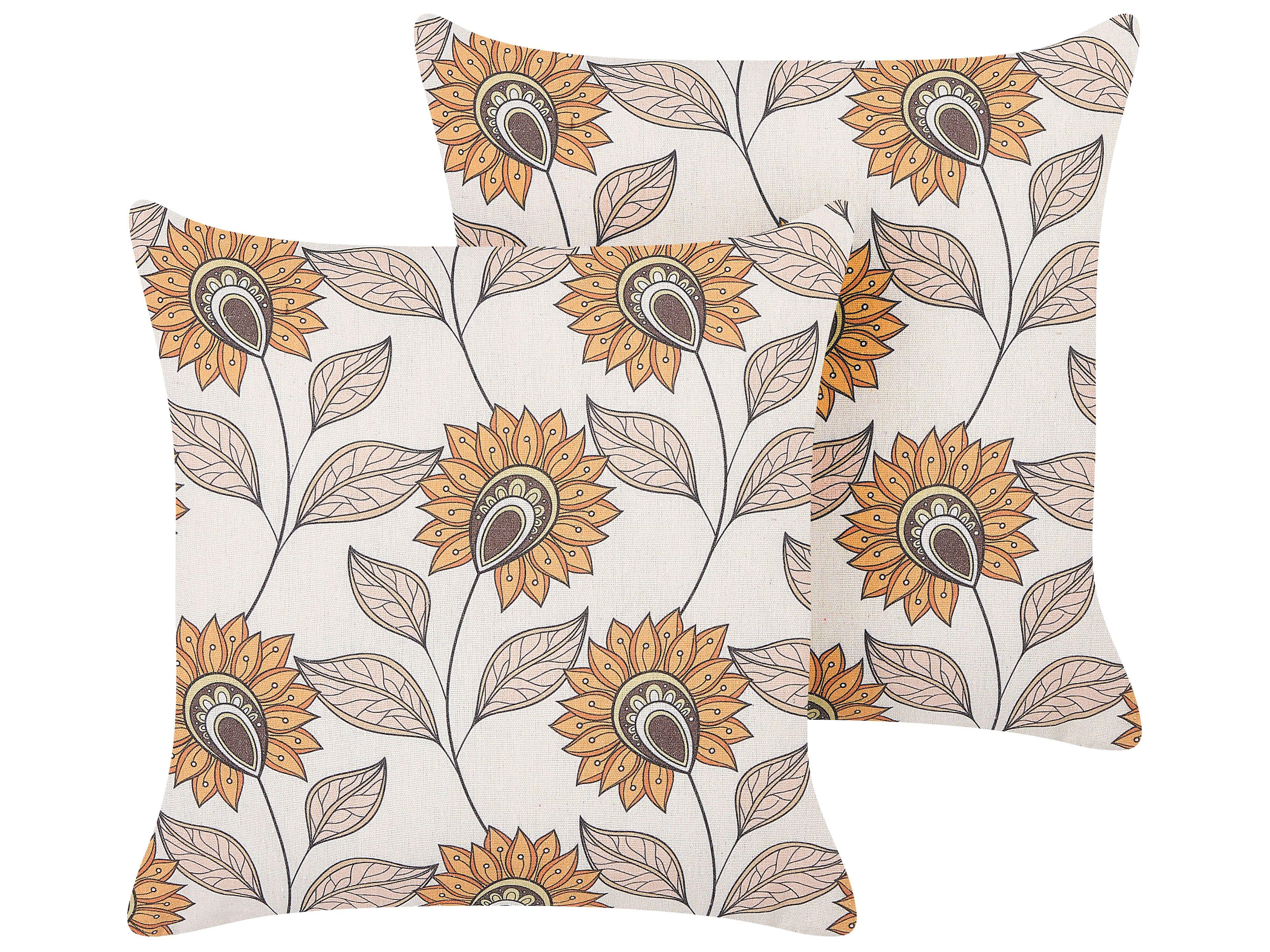 DEKOKISSEN 2er-Set Cremeweiß 45/45 cm Tuberose - Ecru, Textil (45/45cm) - Beliani