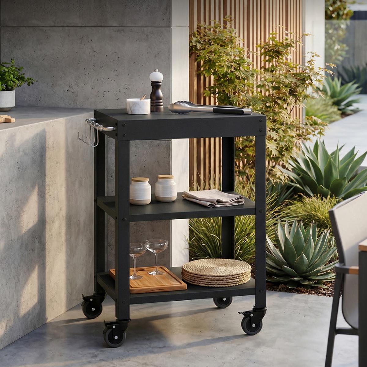 GARTEN-SERVIERWAGEN Bolognano - Schwarz, Metall (50/80.5/50cm) - casa.pro