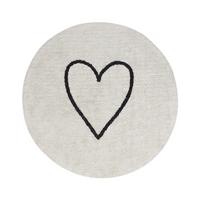 KURZFLOR-TEPPICH Beige 140 cm Heart - Beige/Schwarz, Textil (140/140cm) - Beliani